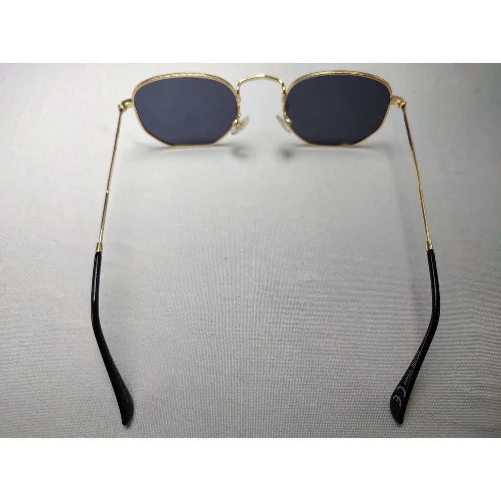 SOJOS SJ1072 C6 Geometric Square Sunglasses Gold Metal Black Lens 52-21-146